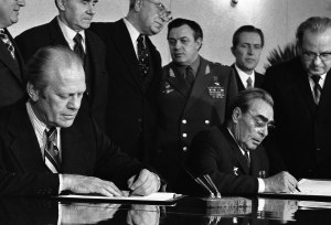 US President Gerald Ford and Soviet leader Leonid Brezhnev